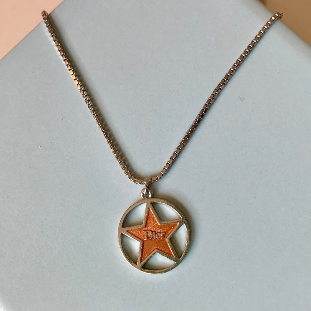 Vintage Y2K CHRISTIAN DIOR Logo STARS Silver Toned Bracelet